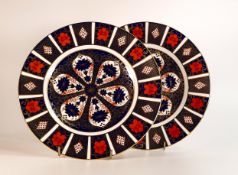Two Royal Crown Derby dinner plates. Pattern 1128, Old Imari 27cm diameter. Both seconds in quality