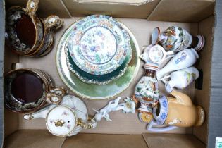A mixed collection of items to include oriental small vases, Sadler teapot, oriental decorative wall