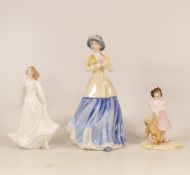 Royal Doulton lady figures Hannah HN4407, Sentiments figure Good Luck HN 4070 and Sugar and Spice
