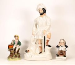 Three Staffordshire Figures to include one Late Victorian Fireside Flatback of The Lion Tamer, a