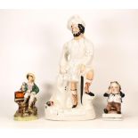 Three Staffordshire Figures to include one Late Victorian Fireside Flatback of The Lion Tamer, a