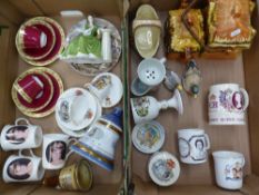 A mixed collection of ceramic items to include Royal Commemorative items, cottage ware tea pot and