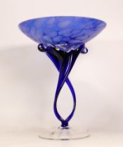 Alicja Handcrafted Blue Glass Centrepiece Bowl, height 27.5cm