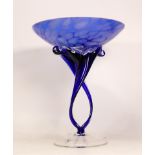 Alicja Handcrafted Blue Glass Centrepiece Bowl, height 27.5cm