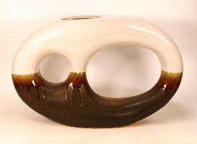 Large drip glaze double hoop vase - 32cm tall