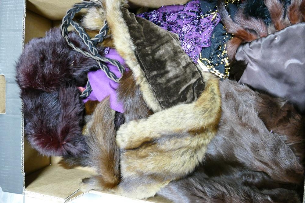 A mixed collection of items to include Fur Stoles, Mens Hats, Ladies Handbags , Purses etc (3 trays) - Image 2 of 4