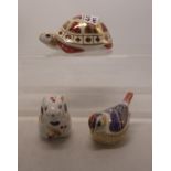 Royal Crown Derby Paperweights to include Tortoise (silver stopper), Goldcrest (gold stopper) and