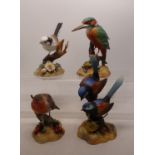 Royal Crown Derby animal figures to include Fairy Wrens and Robin together with seconds Long
