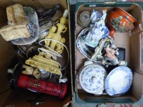 A mixed collection of items to include lidded tureen, Masons open veg dish, silver plated with