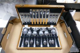 Vintage Wooden Cased Cutlery Canteen