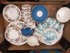 A mixed collection of Wedgwood Hathaway Rose & Blue Gardenia Tea ware