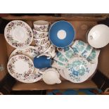 A mixed collection of Wedgwood Hathaway Rose & Blue Gardenia Tea ware