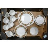 Burnleigh Ironstone floral teaware to include six cups, six saucers, one cake plate, one sugar dish,