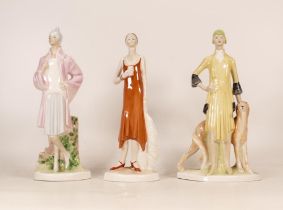 Coalport Ladies of Fashion figures Miss 1925, Miss 1928, Miss 1926. (2nds) (3)