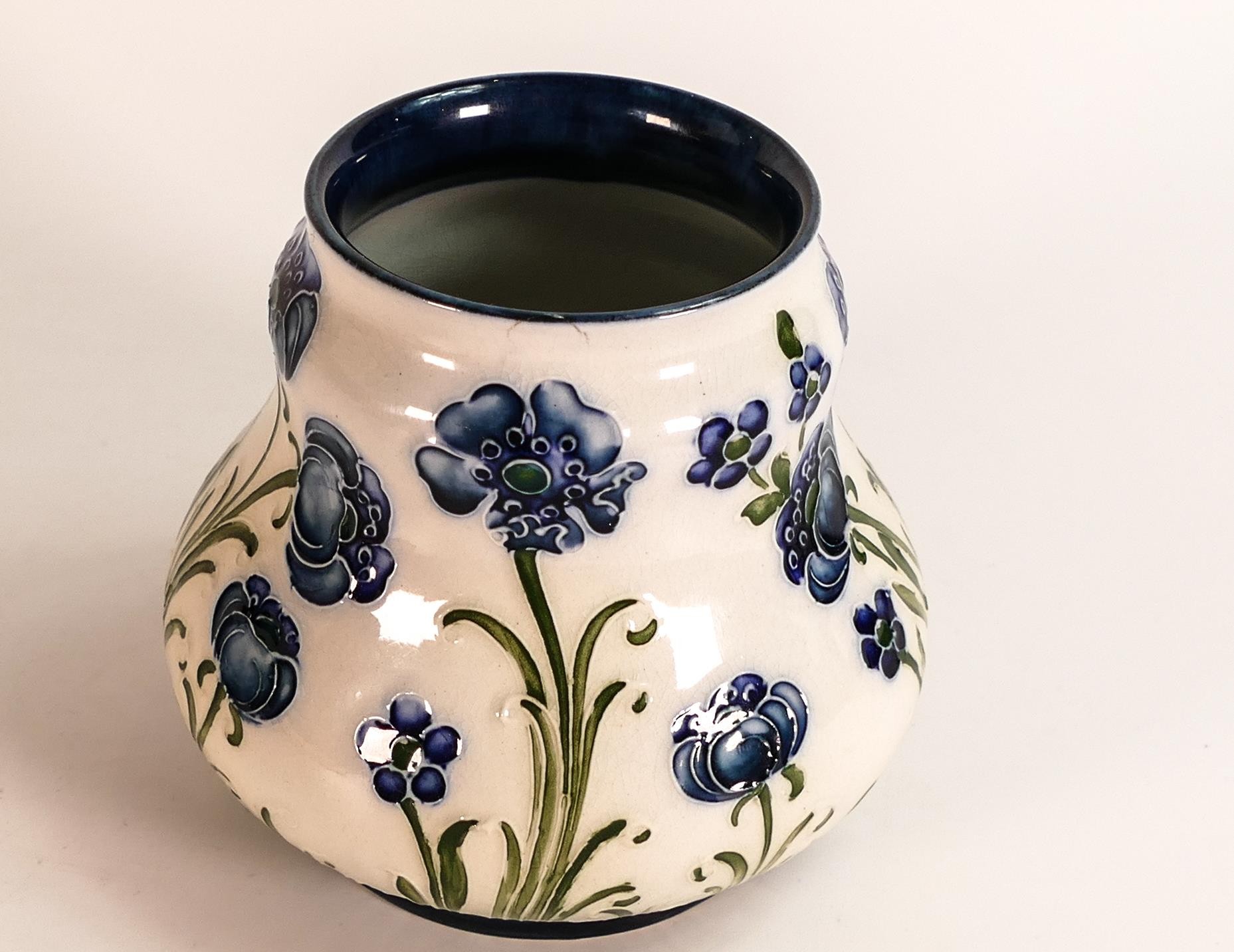 Moorcroft James Macintyre blue Florian ware vase. Signed to base, small chip on top rim reglued, age - Image 4 of 5