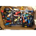 A collection of mainly unused hand tools including screwdrivers, spanners, pliers, etc (1 tray)