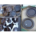 Large quantity of Denby style ironstone tea and dinnerware items (3 trays)