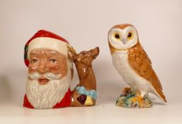 Beswick Barn Owl 1046 together with Royal Doulton Santa Clause character jug D6675