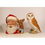 Beswick Barn Owl 1046 together with Royal Doulton Santa Clause character jug D6675