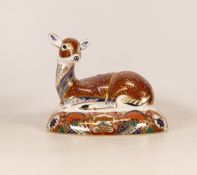 Royal Crown Derby Collectors Guild Large Deer Paperweight, gold stopper , length 16cm