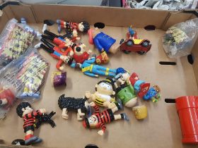 A mixed collection of items to include play worn Corgi Noddys Car, Dennis the Menace figures,