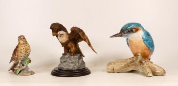 Three Ceramic Figurs of Birds to include an English Rose China Kingfisher and two other