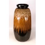 Very large West German Vase - running light brown to dark brown glaze on dark brown ground - 284-