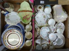 A mixed collection of items to include serving trays, bowls, plates, jugs, Sadler ginger jar, cups