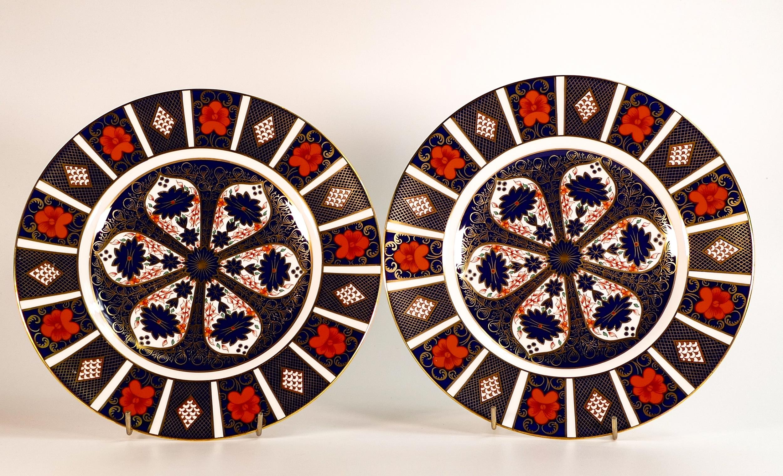 Two Royal Crown Derby dinner plates. Pattern 1128, Old Imari 27cm diameter. Both seconds in quality - Image 2 of 3