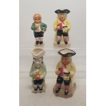 Four Kevin Francis Miniature Toby Jugs to include Two May 1998 Vic Shuler Examples, Thin Man Guild