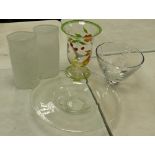 A collection of Large Glass items to include Large Mid 20th Century Glass Saucer Bowl 49cm wide