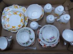 A mixed collection of clarence china art deco style tea ware, Royal Albert Christmas Rose tea cup