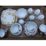 A mixed collection of clarence china art deco style tea ware, Royal Albert Christmas Rose tea cup