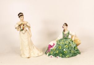 Royal Doulton Lady figures Wedding Morn HN3853 and Elyse HN2474 (2)