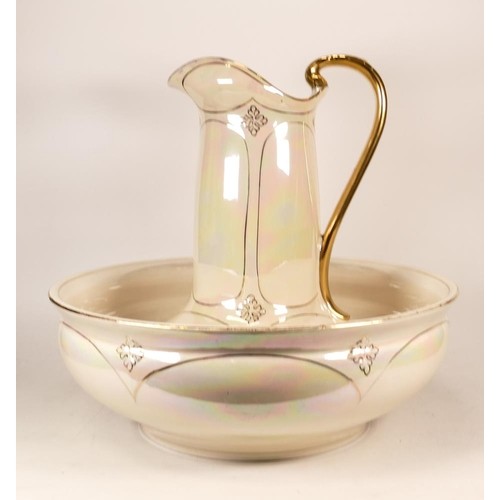 Crown Devon Fielding Large Lustre Wash Basin & Jug, height 34cm(2)