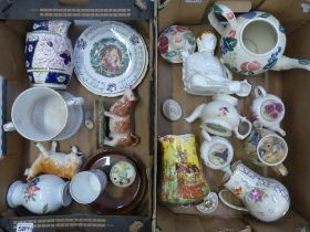 A mixed collection of ceramic items to include Crown Dorset Buddha teapot, Sadler jug etc (1 tray).