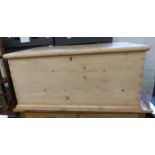 Pine storage chest/trunk with iron work handles & dove tail joints 93cm W x 44cm H x 52cm D