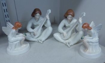 Royal Doulton Enchantment Figures Fairyspell Hn2979 x 2 & Lyrie Hn2757 x 2(4)