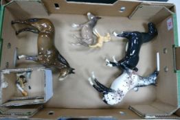 A collection of damaged Beswick horses including Black Gloss Hackney , 2nd Version Appaloosa etc