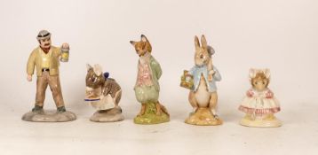 Beswick 10a Beatrix Potter Figures Farmer Potatoes, The Old Women who lived in a shoe knitting,
