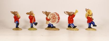 Five Bunnykin Oompah Band Figures to include Drum-Major, Drummer (re-glued ears), Cymbals, Sousap