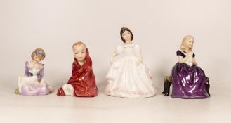 Royal Doulton Lady Figures Affection Hn2236, This Little Pig Hn1793, Amanda Hn3635 & Mary Had a