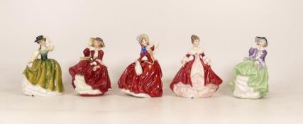 Royal Doulton Miniature Lady Figures Top O The Hill Hn2126, Southern Belle Hn3174, Autumn Breezes
