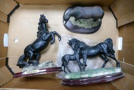 A collection of Resin Type Horses on plinths