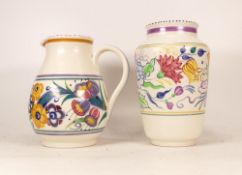 Poole Pottery Floral Jug and Vase (2)