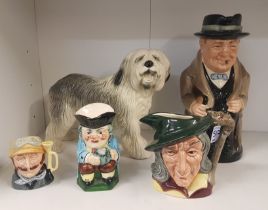 A mixed collection of ceramic items to inlclude Royal Doulton Large toby jug Winston Churchill,