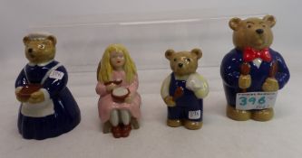 A collection of Wade figures to include Goldilocks, Daddy Bear, Mummy Bear & Baby Bear (4)