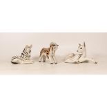 Three Soviet Era Made in USSR Pottery figures including Zebra's & Fawns, tallest 8.5cm(3)