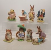 A group of 8 Beatrix Potter Figures to include Mr Benjamin Bunny, Mr Jeremy Fisher, Benjamin Bunny