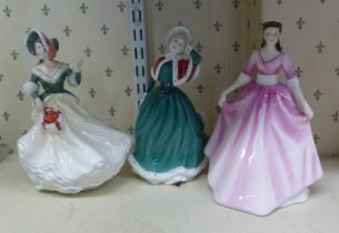 Royal Doulton Lady Figures Christmas Day 2002 Hn4422, Christmas Day 2001 Hn4315 & Gloria Hn3200(3)